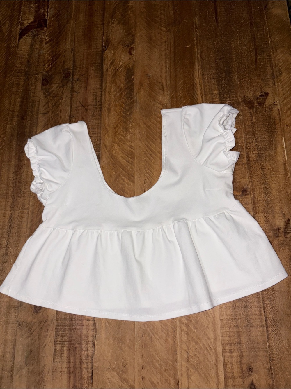 Pacsun White Ruffle Sleeve Peplum Babydoll Top